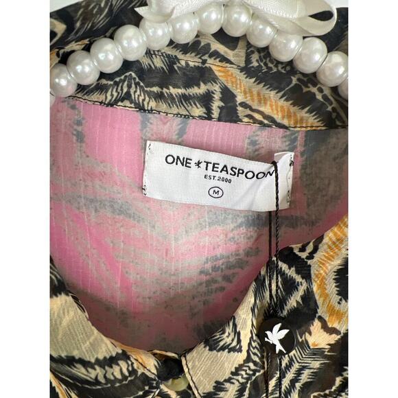 One Teaspoon Kaleidoscope Lunar Shirt High/Low Sheer Size Med NWT - Picture 9 of 11